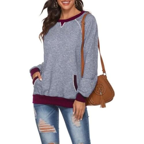 2020 Autumn Fashion Womens Pullover round Neck Panel Long-Sleeve Knitwear Sweatshirts Vintage Womens Winter Tops Hoodies Women