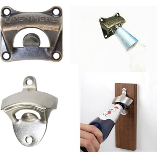 1pc Vintage Bottle Opener Wall Mounted Wine Beer Opener Tools Bar Drinking Accessories Home Decor Kitchen Party Supplies
