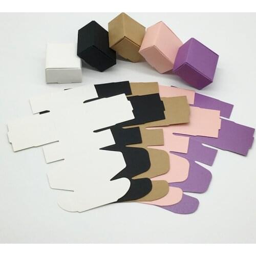 100Sets Paper Jewelry Packaging Mini Box Noble Purple Display Card Sweet Pink Earring Packing And Finishing Boxes 4x4x2.5cm