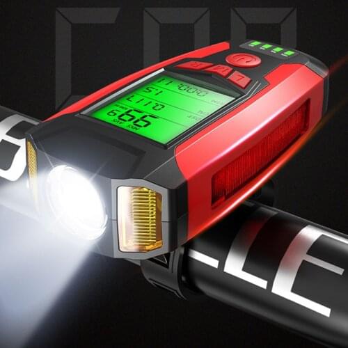1200mAh T6 LED Bicycle Front Light Computer Speedometer USB Charging Bike Headlight Horn Bell Alarm Lantern Cycling Flashlight