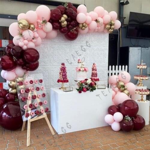 133Pcs Party Balloon Decoration Red Wine Pink Chrome Metallic Gold Wedding Brithday Anniversary Party Decor Globos Baby Shower