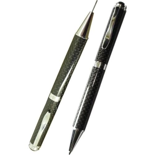 2pcs / Lot Hot Sale Full Carbon Fiber Writing Pen Sets 1.0mm Ball Pen & 0.9mm Mechanical Pencil Office Couple Pen and Pencil Set
