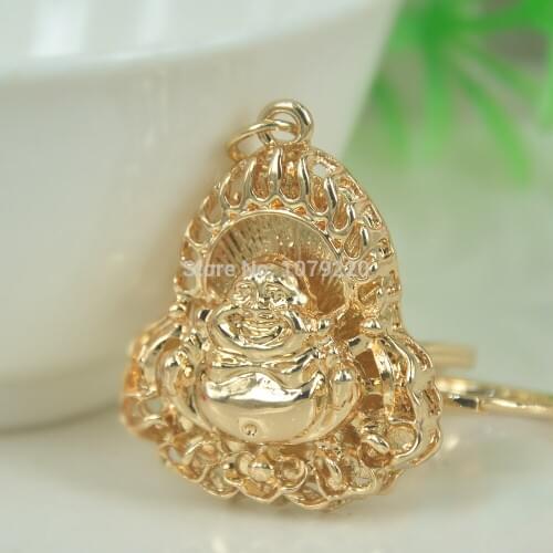 2019 New Arrive Creative Lucky Jewelry Buddha Pendant Metal Cute Keyring KeyChain For Women Purse Handbag Christmas Gift