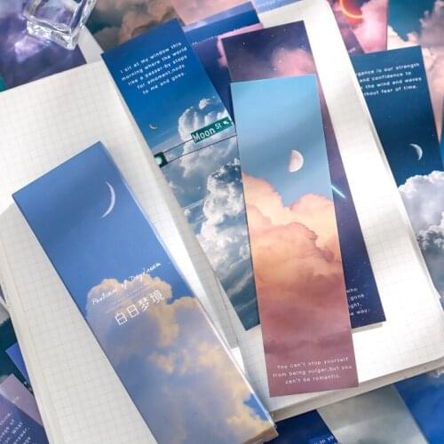 30 pcs Natural Scenery Bookmark INS Bullet Journaling Accessories Aesthetic Blue sky Starry sky Student Supplies Book Marker