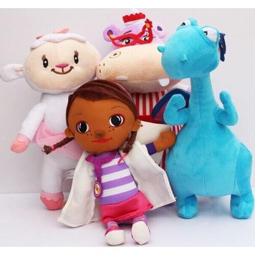 4pcs Doc Mcstuffins Clinic Plush Toys Doctor Donny Stuffy Dragon Lambie Sheep Hallie Hippo Animal Stuffed Dolls Birthday Gifts
