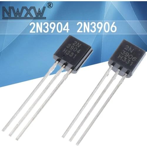 50pcs/lot 2N3904/2N3906 Straight plug TO-92 low power transistor NPN/3904 PNP/3906