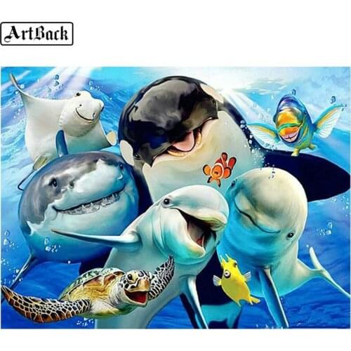 5d diy diamond painting dolphin full square drill diamond mosaic sea animal 3D mosaic crafts