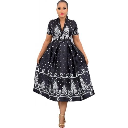 African Dresses For Women 2021 Summer Autumn Africa Clothing Short Sleeve Sexy V-neck Perspective Slim Dress Office Lady Party
