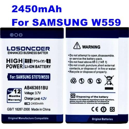 LOSONCOER AB463651BU For Samsung W559 F270 F278 F400 F408 J800 J808 J808E L700 J800 B3410 C3060 C3222 C3322 C3500 C3510 Battery