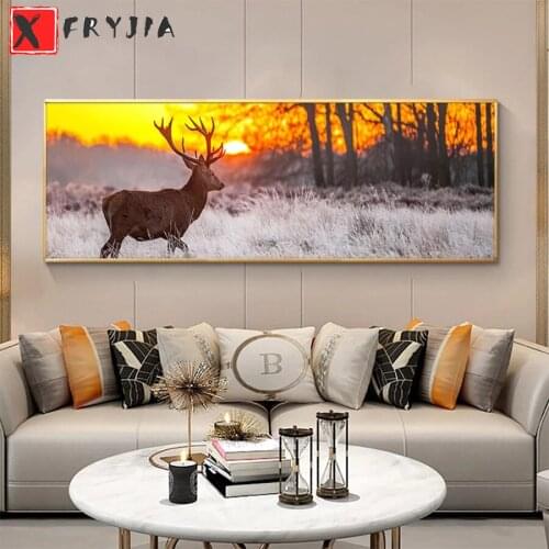 Diamond Painting Sunset forest deer landscape 5d Diamond Embroidery Full Diamond Mosaic Cross Stitch Rhinestone Decoration