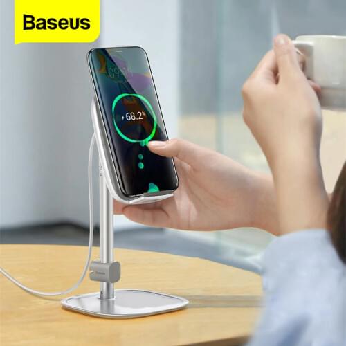 Baseus Qi Wireless Charger Adjustable Desk Phone Holder 15W Fast Wireless Charging Tablet Holder For iPhone iPad Samsung Xiaomi