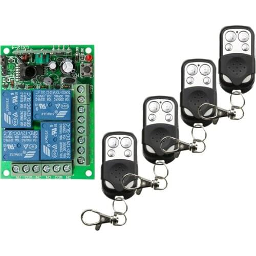 DC 12V 24V 4CH 10A Radio Controller RF Wireless Push Remote Control Switch 315 MHZ 433 MHZ Transmitter+Receiver Garage Door
