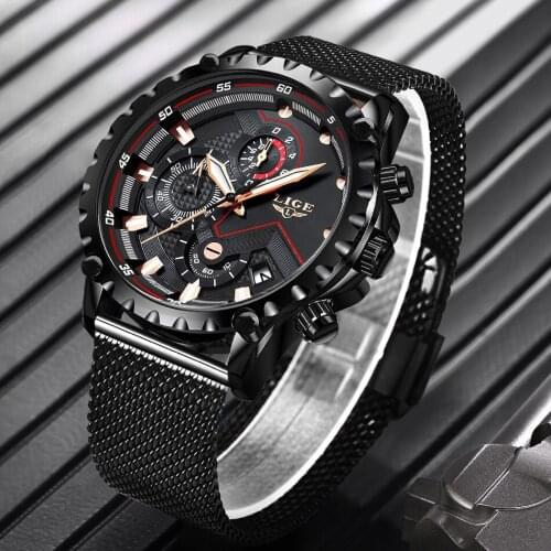 LIGE Top Brand Luxury Mens Fashion Watch Men Sport Waterproof Quartz Watches Men All Steel Army Military Watch Relogio Masculino