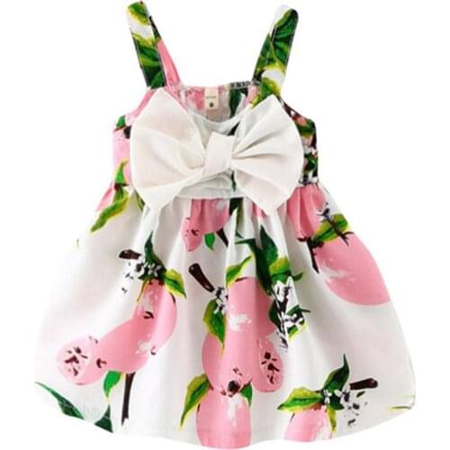 Kids Baby Girl Clothes 0-5T Girls Summer Cute Print Bow Sleeveless Dress Toddler Kids Children Casual Sundress Outfits Clothing