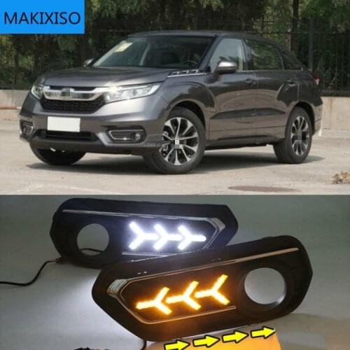1 Set DRL Daytime Running Lights Daylight 12V ABS Fog Lamp Cover With Turn Yellow Signal Light For Honda AVANCIER 2017-2019