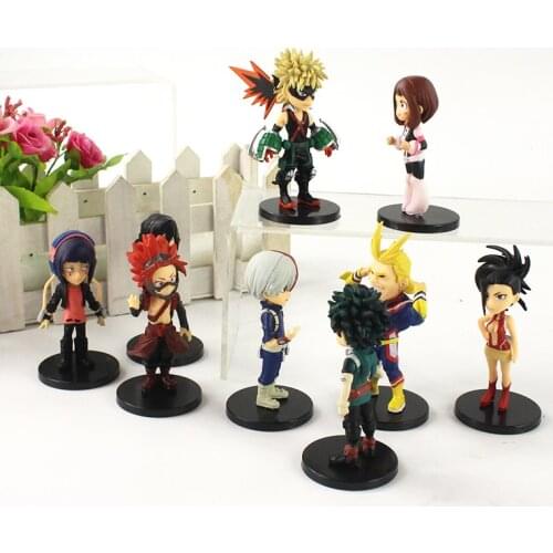 7.5-9cm 9pcs/lot My Hero Academia Himiko Toga Midoriya Izuku Shouto Bakugou Katsuki URARAKA PVC Figure Model Toys Doll Gifts
