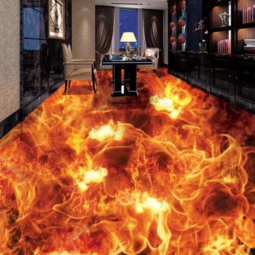 Custom Photo Wallpaper 3D Stereoscopic Flame Burning Living Room Bedroom Floor Mural Waterproof Self-adhesive Papel De Parede 3D