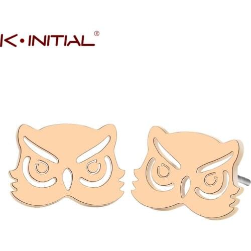Kinitial Fashion Cute Owl Girls Stud Earrings For Women Girl Vintage Gold-Color Animal Bird Statement Earrings Jewelry Brincos