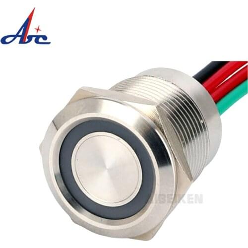 19AD push button swtich momentary/ latching/stepless adjust ring led wired lead stainless steel wateproof 19mm touch switch