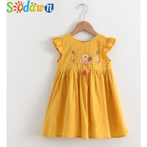Sodawn Dress Summer Sleeveless Girl Clothing Kids Clothes Flower Embroidery Children Clothing Dress For Girls