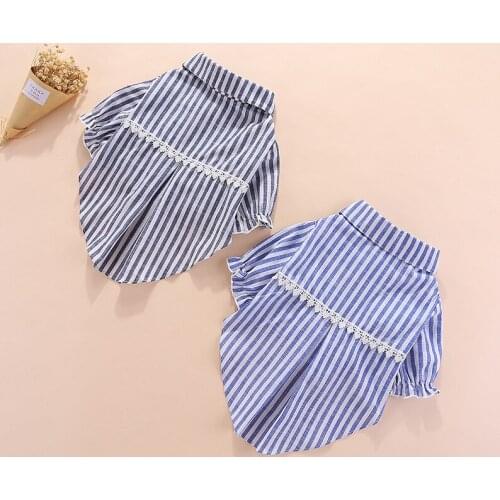 Pet Summer Clothes Dog Striped Shirt Coat Pomeranian Schnauzer Clothing Poodle Bichon Small Dog Costume Dropshipping Pet Outfit
