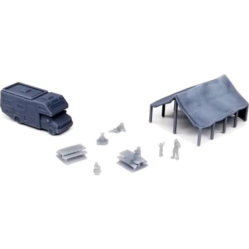 Outland Models Military Scenery Structure RV Park Camsite Set with People 1:220 Z Scale