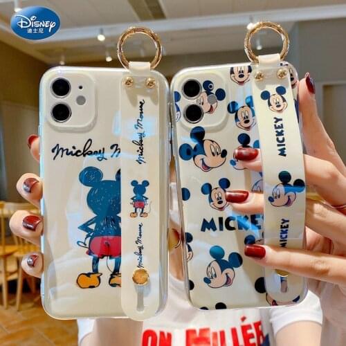 Disney Mickey Minnie Blu-ray Wrist Strap Soft Case for iPhone 11 Pro Max XR Full Body Phone Back Cover Cell zz0608