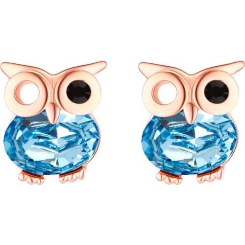 New Crystals from Swarovski Owl Stud Earrings For Women Girls Vintage Cute Animal Statement Earrings Brincos oorbellen
