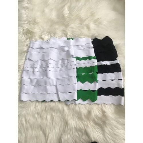 High Quality White Green Black Jacquard Bodycon Thick Bandage Skirts Club Party Sheath Skirt