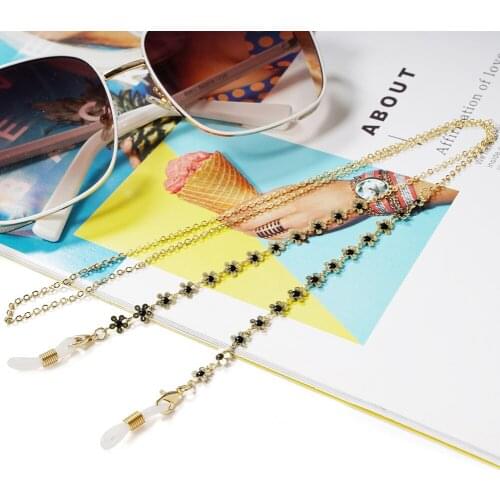 Simple 0 Word Drip Oil Flower Glasses Chain Sunglasses Chain Sunglasses Masked Glasses Gold Chain Lanyard