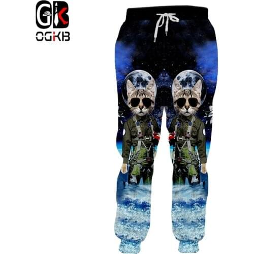 OGKB Spring New Sweatpants Men Jogger Pants Hot Loose 3D Printed Blue Shark Casual Big Size Garment Man Harem Pants