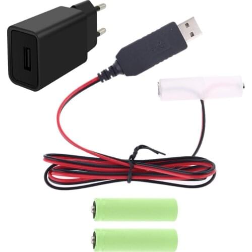 EU Plug USB LR6 AA Battery Eliminator Replace 1-4Pcs AA Batteries for LED Lights Candle Toys Walkie Talkie LED Picture and more