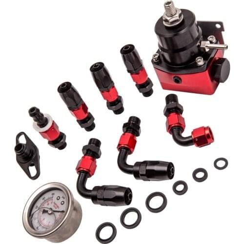 AN6 Adjustable Fuel Pressure Regulator Hose End Fittings Oil Line Oil Gauge Kit