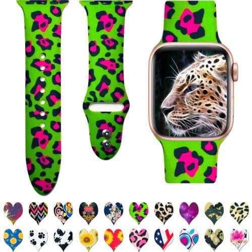 Sport Print Leopard Sun-Flower Silicone Rubber Strap For Apple Watch Band iwatch 38 40mm 42 44mm 654321