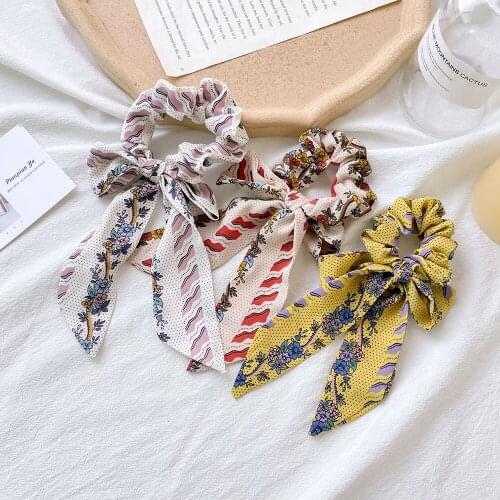 New Bowknot Haddress Elastic Print ​Big Bow Girl Hair Band Horsetail Tie Solid Headdress Women Hair Band Accessories