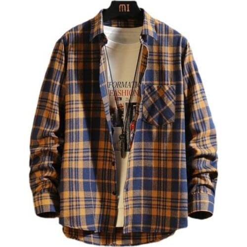 Men Shirts Autumn Fashion Plaid Long Sleeve Shirt for Men Casual Male Tops Big Size camisa masculina Young Men Clothing MY487