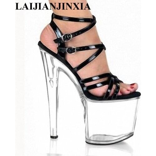 LAIJIANJINXIA platform sexy high-heeled sandals rome cross-strap sexy shoes for women shoes 8 inch Gorgeous High Heels