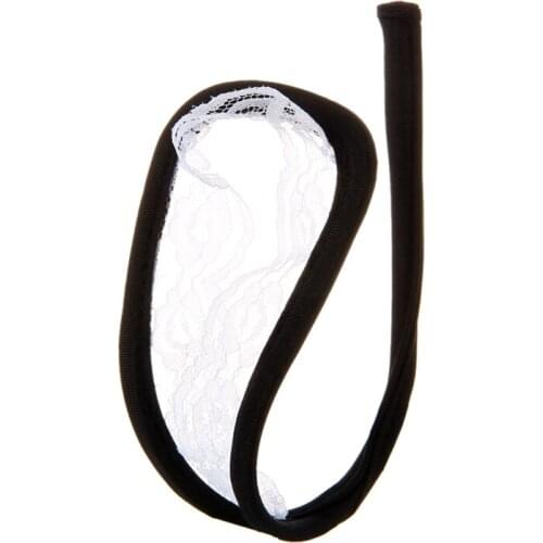 Sexy Women C-string Thong Lace Panty - White and Black