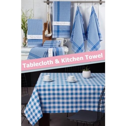 Modern Cotton Tablecloth and Table Napkins Set Cotton Kitchen Waffle Pattern Tea Towel Absorbent Dish Cleaning Towels