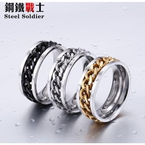 Steel soldier stainless steel KNITTING ring rotating high quality jewelry for men and women fashion jewelry