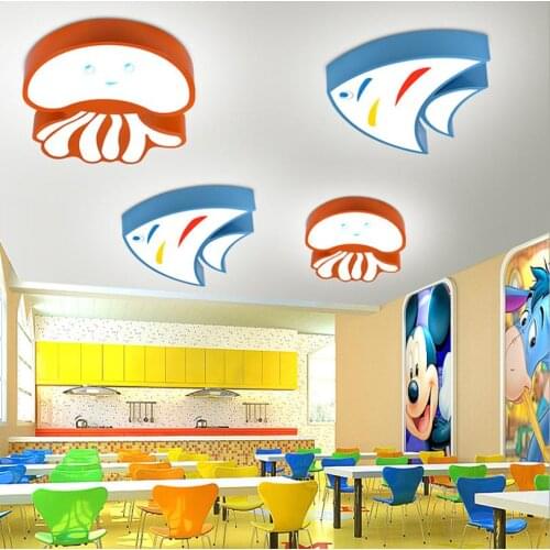 Led creative cartoon chandelier For kindergarten decoration training playground swimming dolphin jellyfish children chandelier
