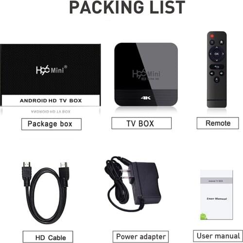 TV Box Android 9.0 H96 Mini H8 RK3228A 2.4G/5G WIFI Set Top Box 2+16GB US