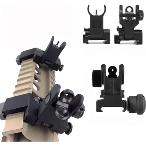 US 1 Pair 45 Degree Offset Front and Rear Flip Up Rapid Transition Backup Iron Sight fit 20mm Mount for Rifle Airsoft Hunting