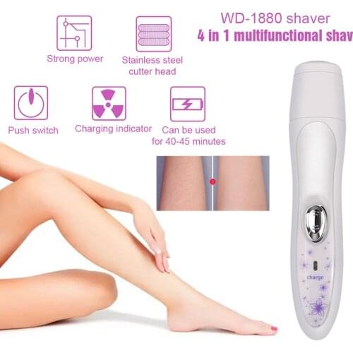 USB Rechargeable Painless Womens Shaver Female Trimmer Portable Hair Remover 4 In 1 Hair Removal Epilator