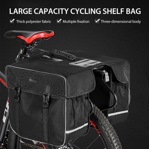 Large Capacity Rear Bicycle Bag Pannier Bags With Rain Cover 30L Waterproof Detachable Mountain Bike Rack Bag Rain Camel Bag