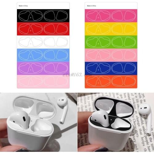 6 Pairs Colorful Protective Sticker Case Skin Dust-proof Dust Guard for Apple Airpods Earphones Charging Box