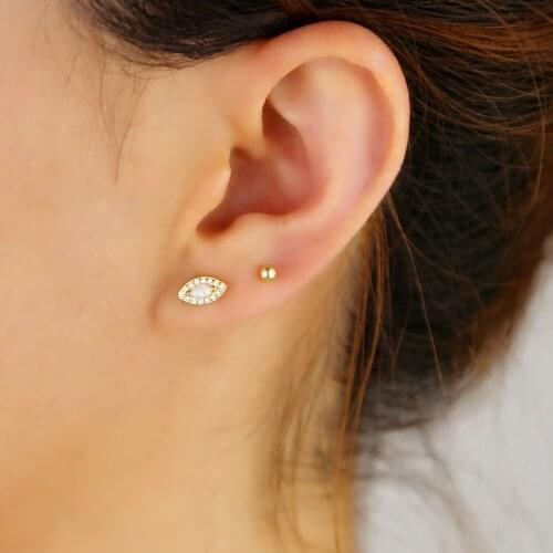 2021 Gold Color Mini Cute Lovely Girl Stud Earring With Single White Fire Opal Stone For Women Ladies Delicate Charm Jewelry