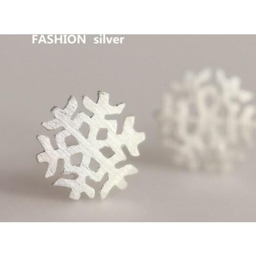 Real 925 Sterling Silver Jewelry For Women Cute Snowflake Hollow Earring Stud Small Stud Earring For Girls Wholesale