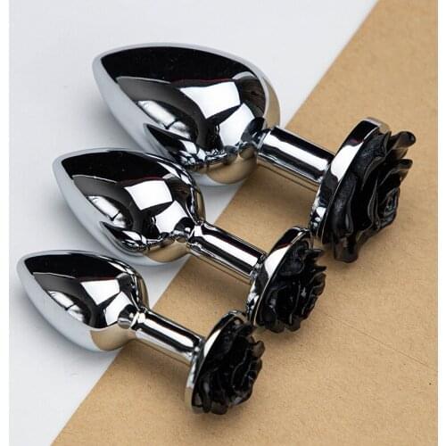 Female Rose Masturbation Device Metal Anal Plug Male Backyard Metal Masturbation Device 3 colors for selection of homosexual sup