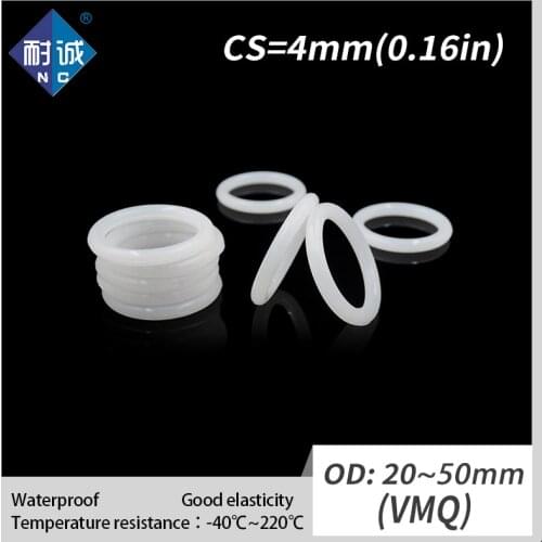 2PCS/lot Silicone rubber oring VMQ CS 4mm OD20/22/26/28/30/32/35/38/40/42/45/48/50mm O Ring Gasket Silicone O-ring waterproof